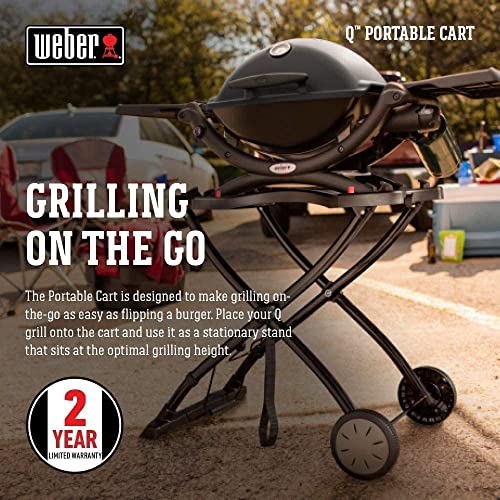 Weber Rollwagen, klappbar für Q1000- und Q2000-Serie, komfortable Grillhöhe, Stabiler Stand, mit Zwei Rädern - Schwarz (6557) (Packung mit 2)