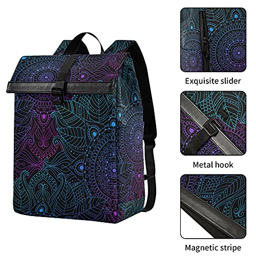 ALAZA Art Arabesque Mandala Boho Ethnic Bohemian Large Laptop Backpack Purse for Women Men Waterproof Anti Theft Roll Top Backpack, 13-17.3 inch4