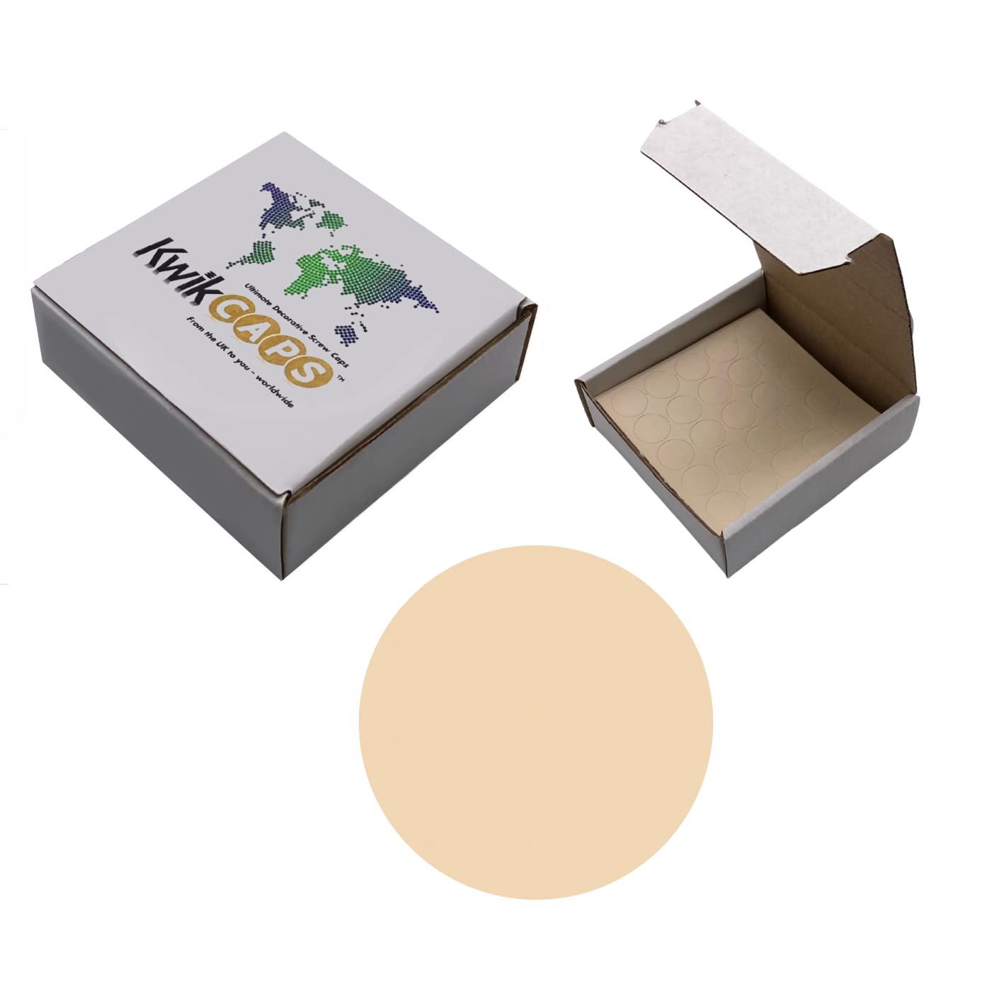 KwikCaps Screw Hole Covers and Head Covers, Self-Adhesive 14mm Trade Box of 625 PVC Screw Stickers, Magnolia