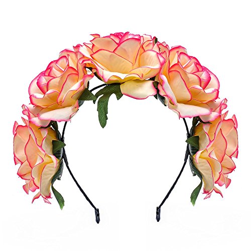 DreamLily Women's Fascinators Rose Floral Hairband Wedding Wreath Crown BC11 (1#)
