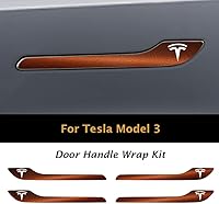 Vista 2 de IPG Compatible para Modelo 3 / Modelo Y Kit de calcomanías para manija de puerta (Set de 4) con logo de Tesla Personaliza tu Tesla (Bronce)