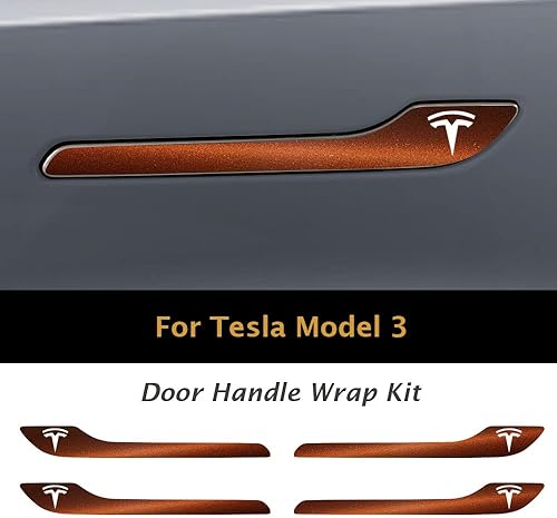 Miniatura 2 de IPG Compatible para Modelo 3  Modelo Y Kit de calcomanías para manija de puerta (Set de 4) con logo de Tesla Personaliza tu Tesla (Bronce)