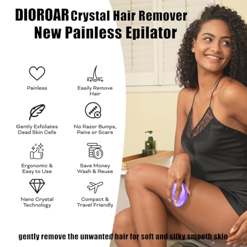 DIOROAR Crystal Hair Eraser,Upgrade Crystal Hair Remover,Physical Nano Glass Hair Removal Device,Painless Epilator and Exfoliator Without Shaver for Quick Soft Silky Skin(Violet) - Image 3