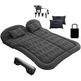 車中泊マット 車載エアーベッド エアーマット 車用品 車中泊 便利グッズ キャンプ用品 アウトドア 電気ポンプ 枕つき 独立クッション 自宅用 旅行用車用 収納袋付き SUV MPV 車 後部座席用 ブラクラ