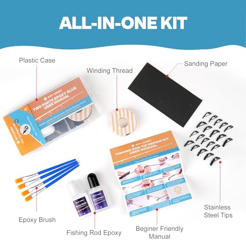 Image of Fishing Rod Tip Repair Kit with Glue /Supplies /Step-by-Step Instructions