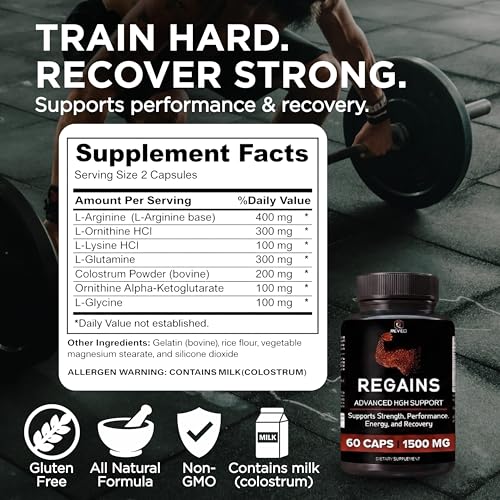 Image of HGH Supplements for Men & Women - REGAINS Starter Pack, Anabolic Peptides for Muscle Growth, Muscle Recovery & Muscle Builder for Men, Human Growth Hormone Booster Post Workout Supplement, 30 Pills