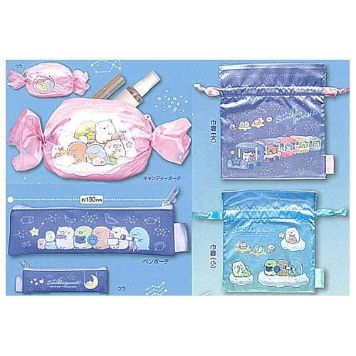 すみっコぐらし 星空さんぽ ポーチコレクション [アソート4種セット(1.ペンポーチ/2.巾着(大)/3.巾着(小)/4.キャンディーポーチ)] ガチャガチャ カプセルトイ