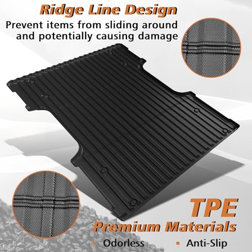 Image of TripleAliners Truck Mat Compatible with 2022-2026 Toyota Tundra 6.5FT Accessories, Truck Bed Mat Heavy Duty Custom Fit All Weather Protection TPE Pickup Liner