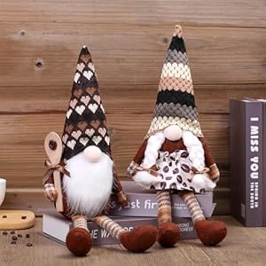 Coffee gnomes plush couple long legs handmade stuffed tomte elf figurines dolls for bar shelf decor  urban country home decor