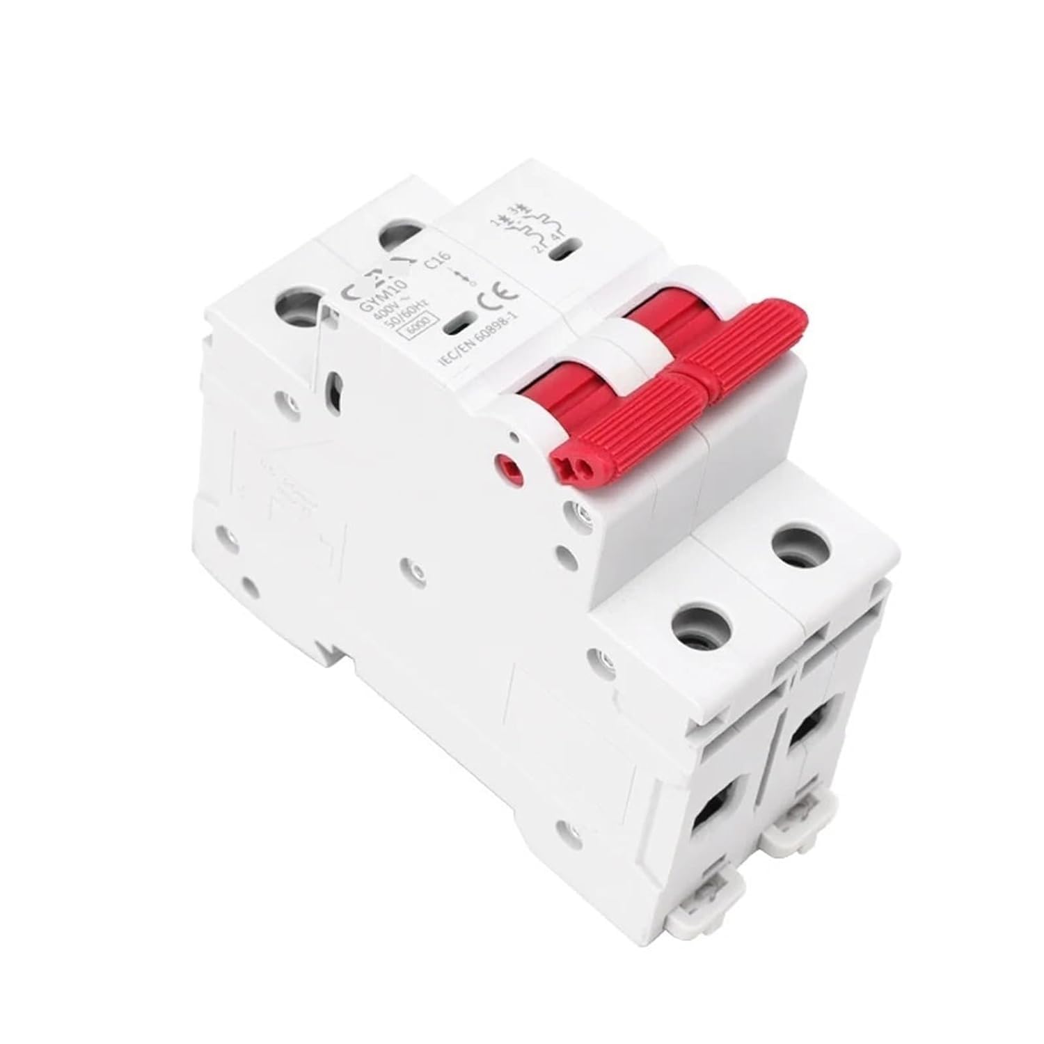 GYM10 2-biegunowy wyłącznik automatyczny 6A 10A 16A 20A 25A 32A 40A 50A 63A 220V/400V Mini wyłącznik automatyczny C Cue 6KA zatwierdzony 1 szt. (10A)