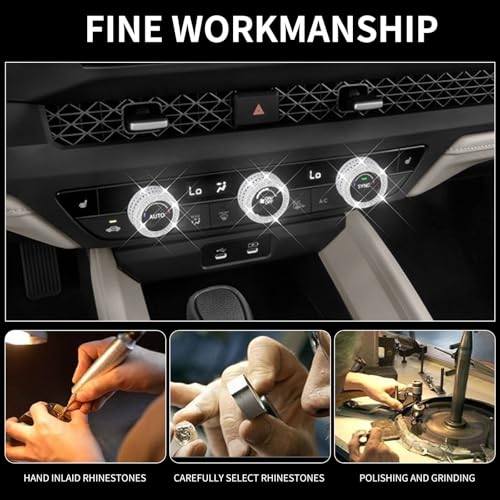 Image of Bling Car Interior Accessories for Honda,Air Condition AC Knob Cover Decals Fits for 2024 Honda Accord Civic CR-V. (Silver 11)