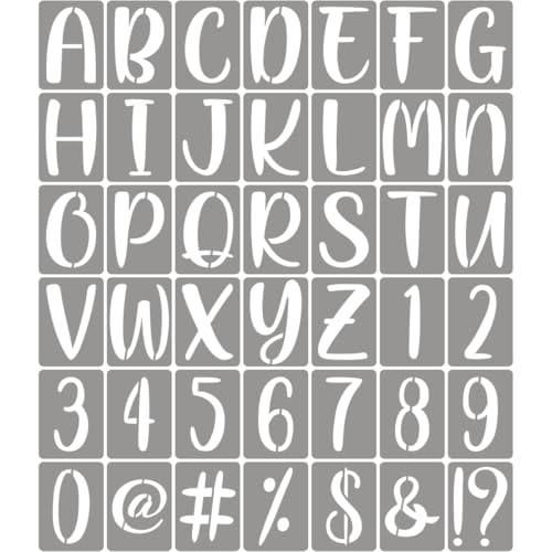 XANGEY 4 Inch Letter Stencils for Painting - 42 Pack Alphabet Letter Number Templates with Signs Reusable Plastic Alphabet Stencils for Chalkboard Fabric Rock Wood Crafts Painting