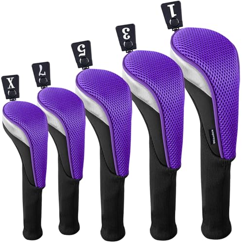 Couvre-clubs de golf 460 CC Andux lot de 5 avec long cou remplaçable