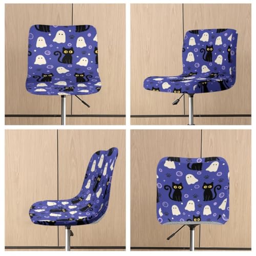 Image of Black Cat Washable Bar Seat Covers for Anti-Scratches Spills Chair Cover with Barstool Covers Slipcovers with Back, 2 Pack
