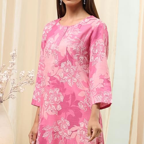 Image of BIBA Women Viscose Rayon Straight Fit Straight Printed Kurta
