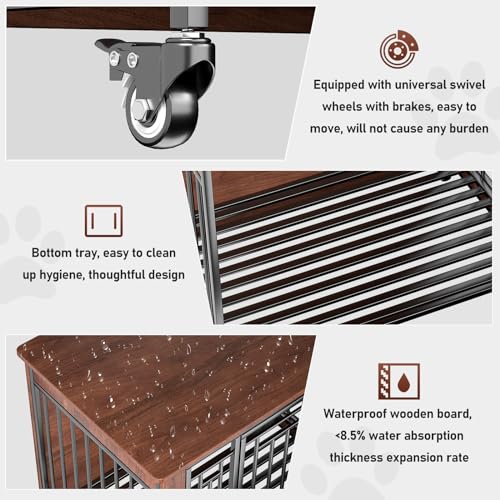 Móveis de caixa para cães, móveis de canil de 81 cm, canil interno para cães pequenos, caixa de made