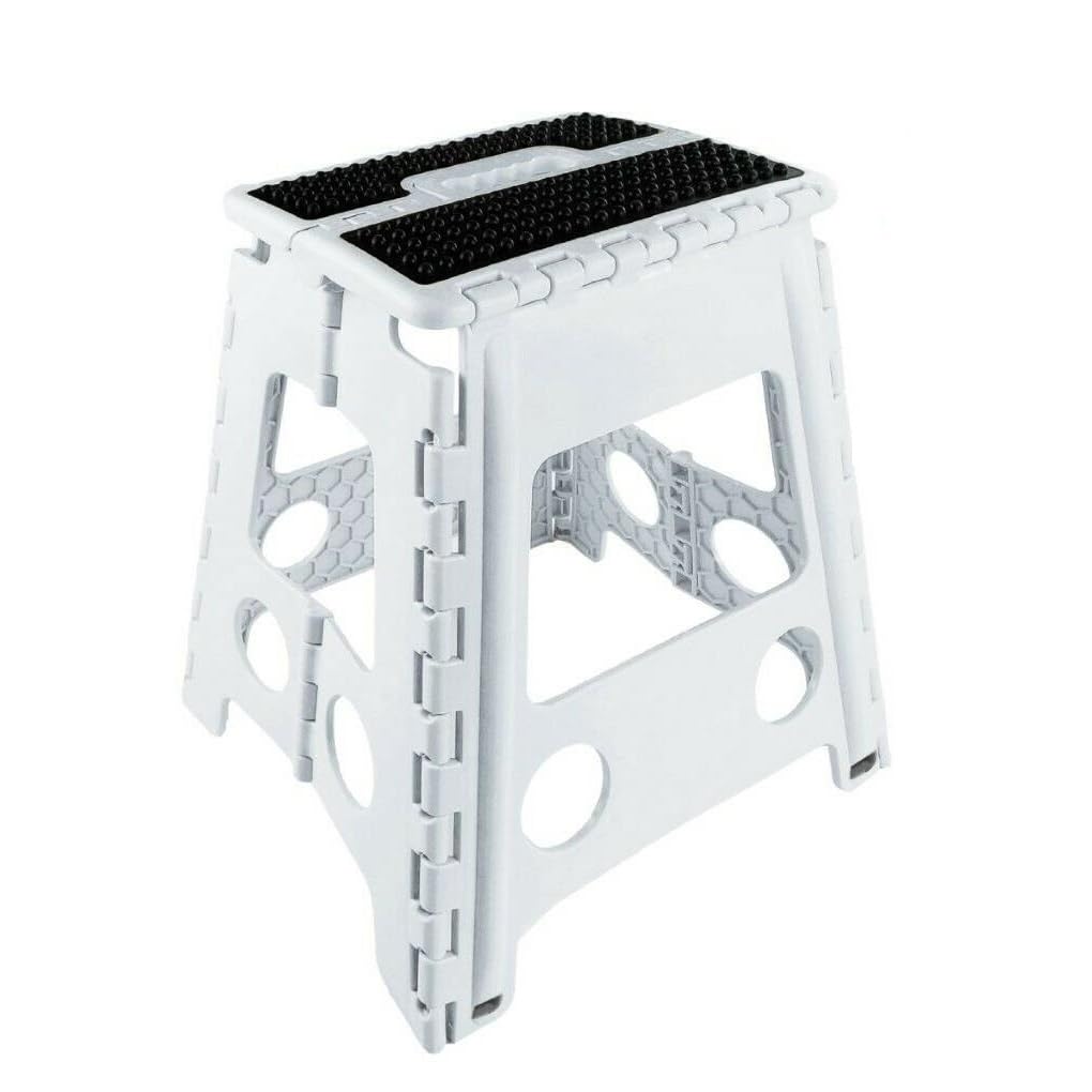 Folding Step Stool Heavy duty stool | Lightweight Carrying Step Folding Stool | Outdoor/Indoor Portable Step Stool (White)