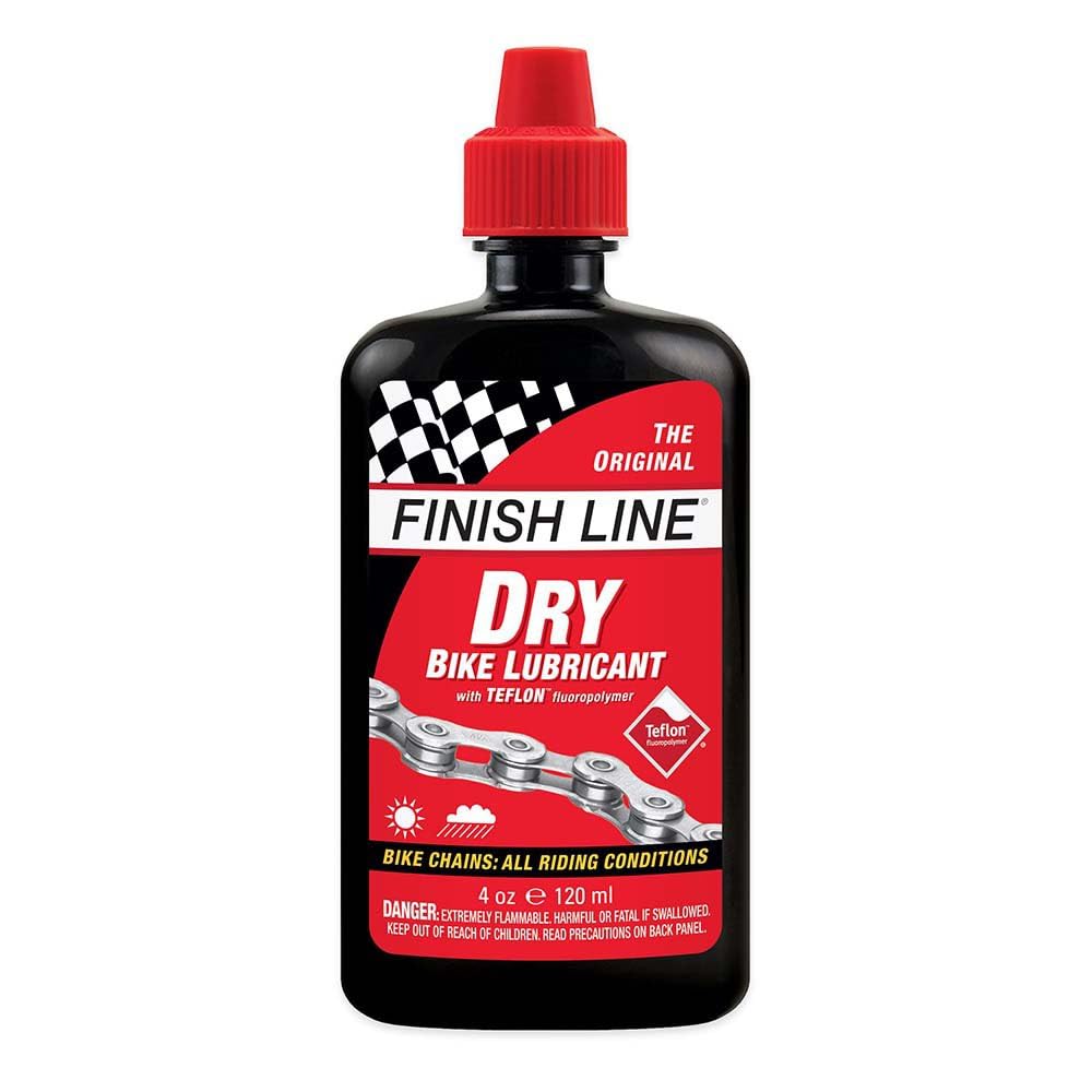 Finish Line Dry Lube Bicycle Chain Lubricant with Ceramic Technology, 4oz/120ml - Squeeze Bottle, Black