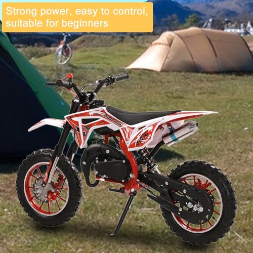 HEVIRGO 50CC Dirt Bike Mini Gas Pocket Bike Mini Motorcycle,2-Stroke Pocket Rocket Motorcycle Gas Motorbike with Front Rear Disc Brakes,Max Speed 25MPH,Dual Headlights from USA Fast Arrival Red