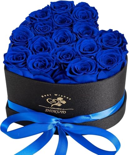 Roses éternelles haut de gamme : boîte cœur de 16 fleurs naturelles durables