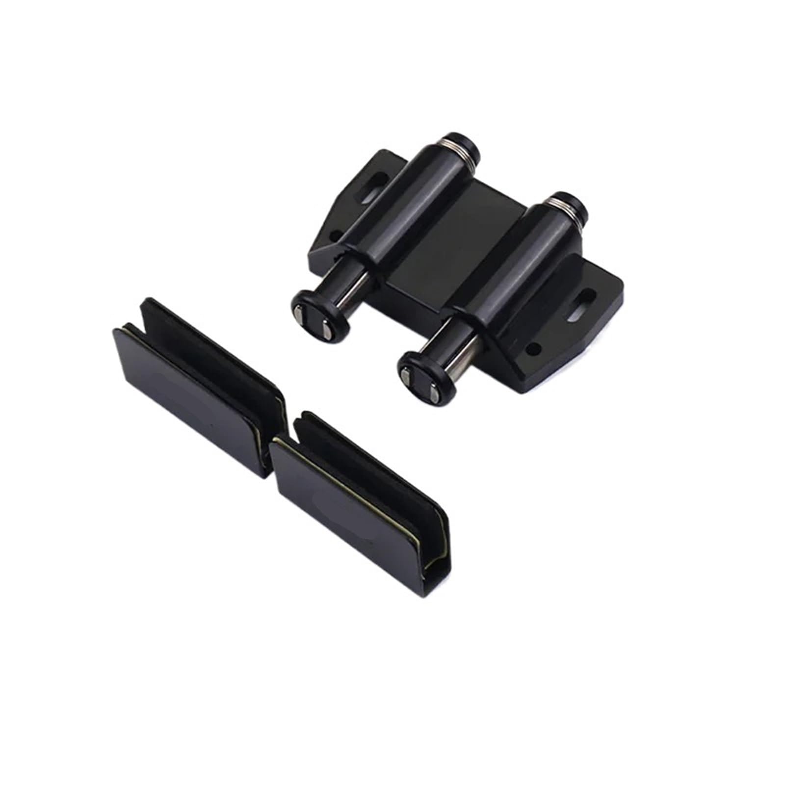 Zntihz Black 2 12Pcs Glass Door Pivot Hinges Cupboard Showcase Double Magnetic Catch Clamps Latches Set For Free Swinging 0.12-0.2Inch Thick For Cabinets And Bookcases(Black 2)