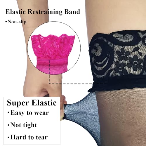 Image of Thigh High Stockings Lace Top, Women's Semi Sheer Sexy Stay Up Halloween Lingerie Thigh High Stockings