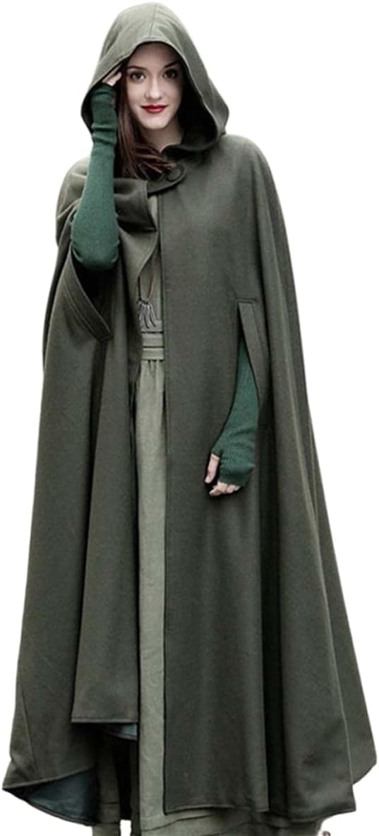 MLAFE Gothic Women's Winter Cloak with Hood - Extended Trench Coat in Harajuku Style