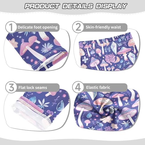 Wusikd Cute Mushrooms Girls' Leggings Toddler Doodles Flowers Kids Yoga Pants Dance Active Tights 4T3