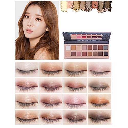 Samber Paletas de Sombras de Ojos 16 Colores Paletas de Maquillaje de Mate y Perlas de Tono de Tierra