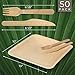 Compostable Square Palm Leaf Plates 10 Inch with Forks & Knives (50 Each) - Like Bamboo Plates, Disposable Party Plates, Biodegradable, Eco-Friendly, Microwave & Oven Safe 2