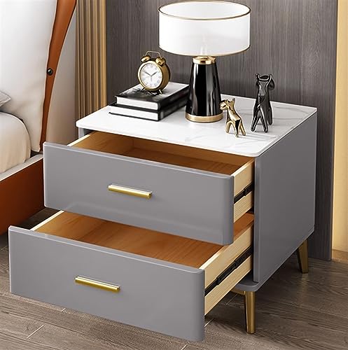 Table de chevet rangement grande capacité en roche et bois - 3