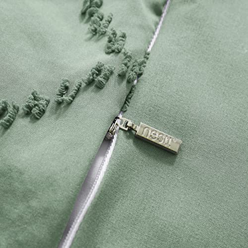 Image of Nestl Boho Bedding Sets & Collections - Boho Duvet Cover Twin, 2 Piece Twin Duvet Cover Set, Double Brushed Green Duvet Cover with Zipper Closure, 1 Duvet Set 68x90 inches and 1 Pillow Sham