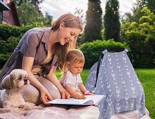 Image of Metplus Car Seat Cover Baby boy, 100% Muslin Cotton Infant Carseat Covers, Lightweight Breathable Car Seat Canopy, Summer Stroller Sun Shade, Newborn Travel Essentials(Arrow)