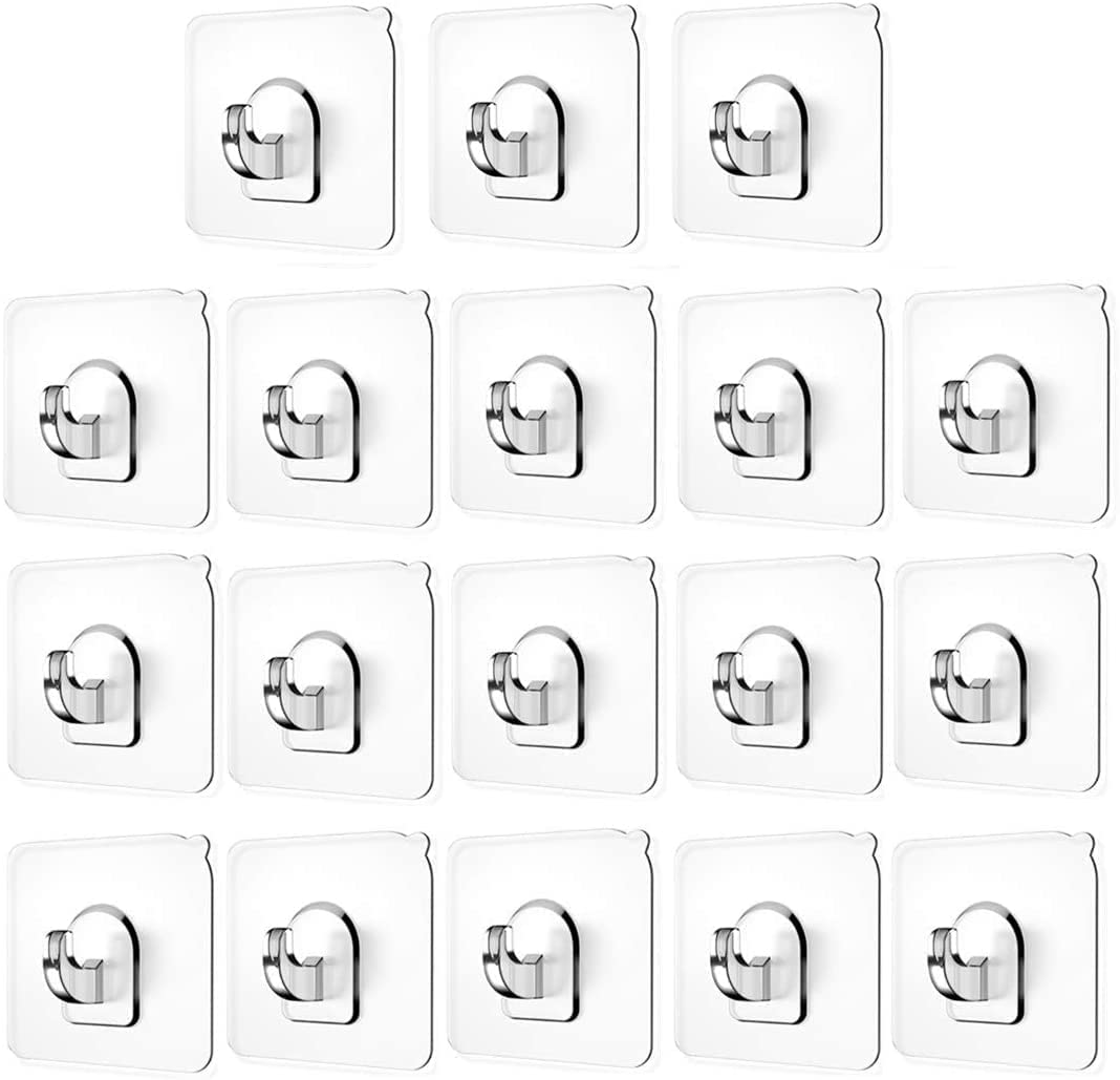 Self Adhesive Pack of 8Pcs Plastic Wall Hooks Heavy Duty Hooks for