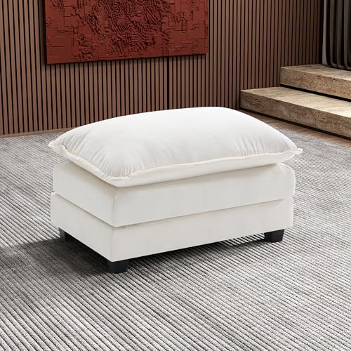 Image of Ihanherry Ottoman for Modular Sectional Cloud Sofa, Chenille Deep Seat Couch for Apartment, Living Room and Bedroom, Beige