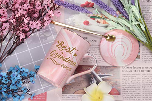 Best Grandma Mug Best Grandma Ever Mug Grandma Gifts Birthday Mothers Day Gifts For Grandma From Granddaughter Grandson Grandchildren Grandkids 14 Ounce Exquisite Box Spoon And Mug Mat Pink #TOP1