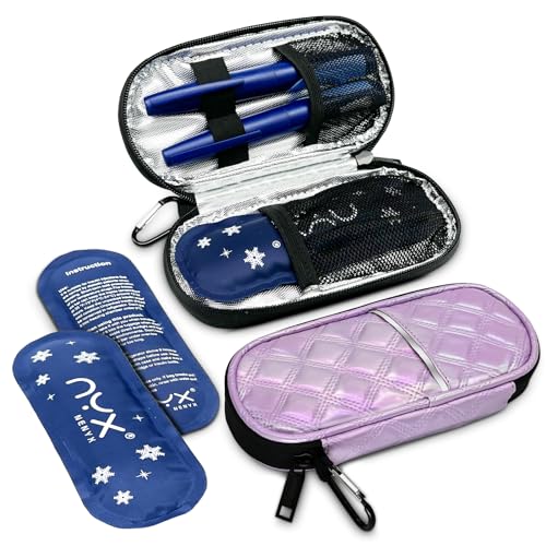 NENYX Insulin Cooler Travel Case with 2 TSA Approved Ice Packs for Insulin Pens and Diabetic Medical Organizer for Diabetes and Other Diabetic Supplies(Gradient Purple)
