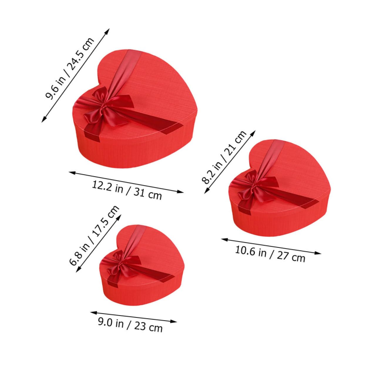 Abaodam 3 Stück Herzförmige Geschenkboxen aus Stabilem Material mit Satinband Aufbewahrungsboxen für Valentinstag Geburtstage und Hochzeitsdeko Flach Verpackbar und Wiederverwendbar