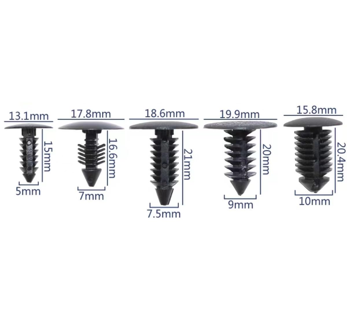 Gummi-Rohrabdeckung, Stopfloch, 50 Stück Durchmesser, Universal-Kunststoff-Autotürverkleidung, Push-Pin-Nieten-Verschluss, schwarze Nietenclips (15,8 x 20,4 x 10 mm)