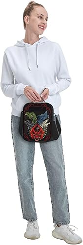 Miniatura 8 de PACLIALL Juego de mazmorras bolsas de almuerzo con diseño de dragones, reutilizable, aislada, bolsa de mano para el trabajo, picnic al aire libre