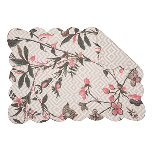 C&F Home Blair Garden - Juego de 6 manteles individuales rectangulares de algodón acolchados, reversibles, lavables a máquina, juego de 6 manteles individuales rectangulares, color marrón