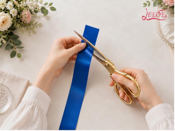 Image of Double Face Cobalt Blue Satin Ribbon 1-1 /2 inch X 25 Yards Polyester Cobalt Blue Ribbon for Gift Wrapping Very Suitable for Weddings Party Hair Bow Invitation Decorations and More