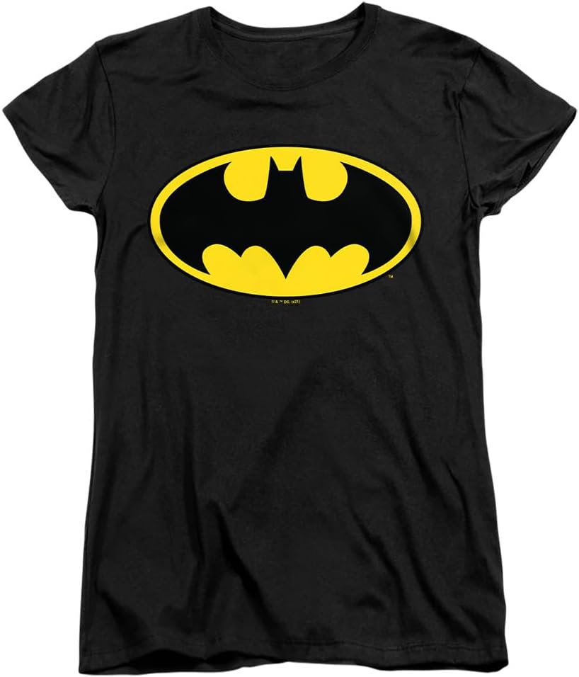 Popfunk Classic Batman Classic Logo Womens Premium Cotton Short Sleeve Graphic T-Shirt & Stickers