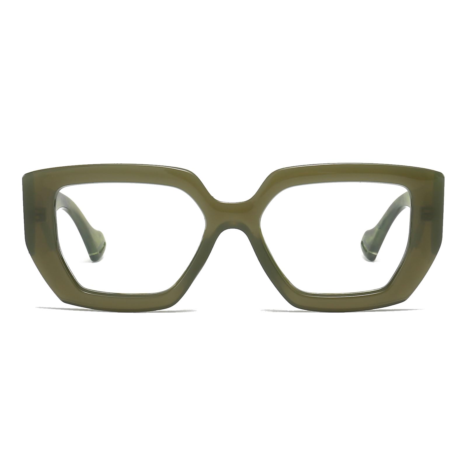 LJCZKA Thick Frame Blue Light Glasses Women Men Oversized Fashion Square Computer Glasses Anti Eyestrain Eyeglasses (GreenGreen)