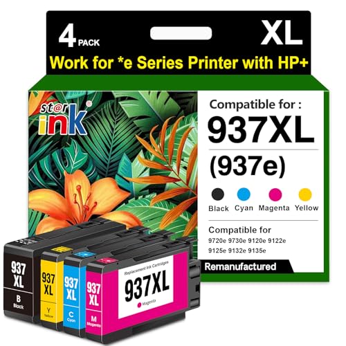 Cartouches HP 937 937XL compatibles Starink Pack de 4 pour imprimantes OfficeJet Pro
