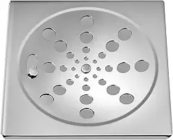 Ralo Grelha Inox Para Banheiro Quadrado 15x15 Com Fecho Cromado Triplo de Alta Resistência à Corrosão