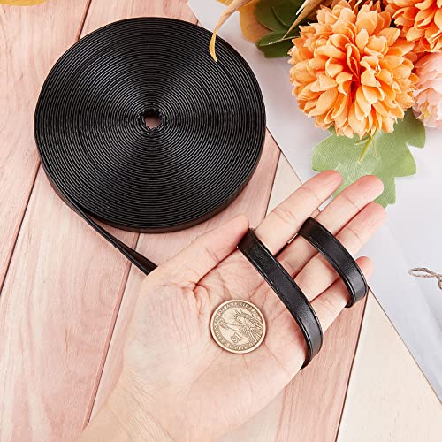 GORGECRAFT 5M Long Double Sided Leather Strips 10MM Wide Shoulder Bag Leather Strap Roll Black Smooth Leather String Flat Cord for Diy Crafts Clothing Making Handles Pet Collars Traction Ropes Belt - Image 3