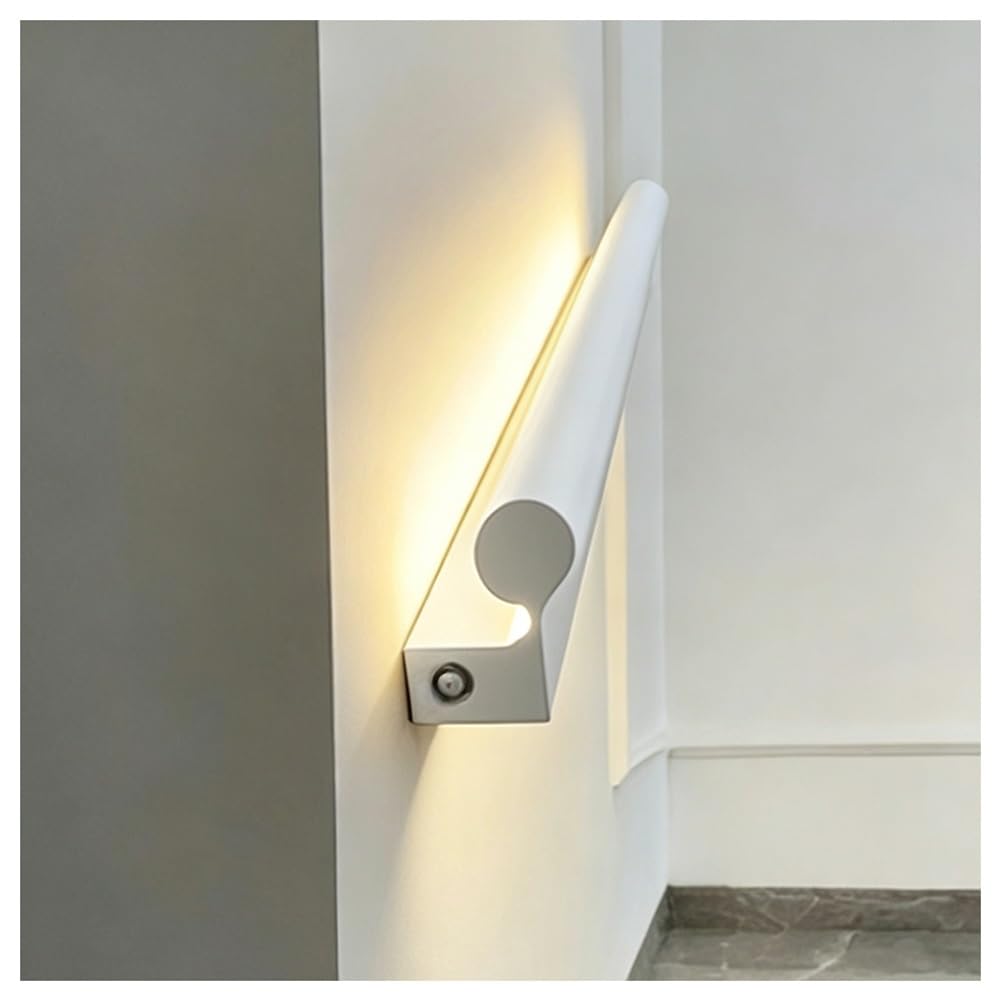 exproyzk LED Stair Handrail - Aluminum Stair Railing with Body Sensor, Up and Down Luminescence Stair Handrails Banister Kit, for Outdoor Stairs Porch Entrance(White,100cm/3.3ft)