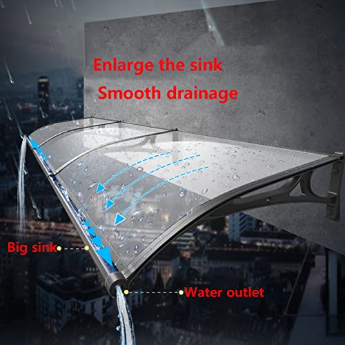 Window Awning Door Canopy, Polycarbonate Cover Front Door Outdoor Patio Awning Canopy Aluminum Bracket For Window, Porch Shade, Patio, Roof (Color : A, Size : 100X160Cm/39.37X63In) #TOP3