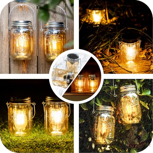 MJ PREMIER Mason Jar Lights Hanging,2-Pack Outdoor Garden Lanterns,Battery Operated Cordless Lamps,LED Bulb and Auto Timer,Patio,Indoor Lights for Camping Picnic Party Fireplace Hallway (Amber) - Cosy Home Interiors MJ PREMIER Mason Jar Lights Hanging,2-Pack Outdoor Garden Lanterns,Battery Operated Cordless Lamps,LED Bulb and Auto Timer,Patio,Indoor Lights for Camping Picnic Party Fireplace Hallway (Amber) - Image 7